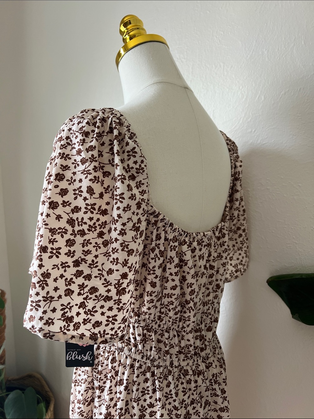Blush-Cream & Beige Floral Smocked Maxi Dress. Cottagecore Coquette Feminine NWT - Picture 3 of 9